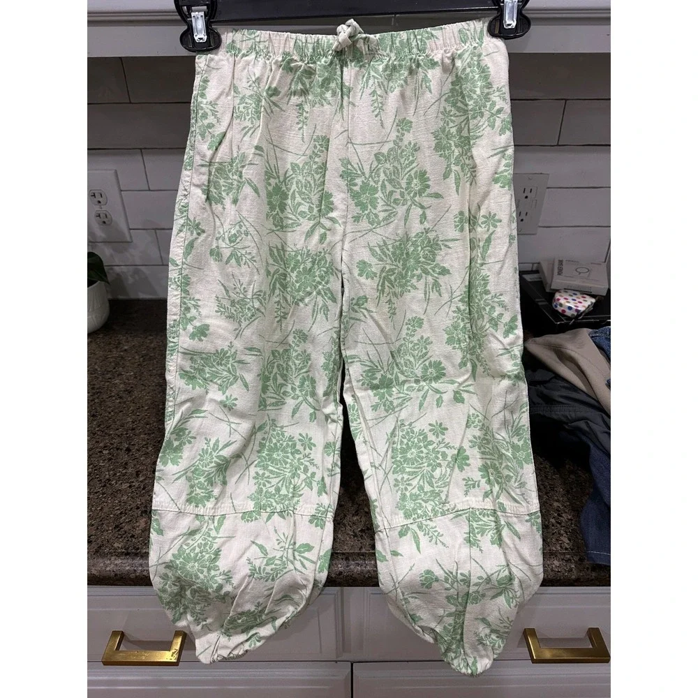 paisley lane green toile lines jogger pants girl's 10